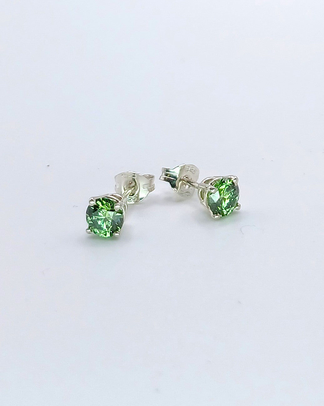 0.89ct fancy vivid green lab-grown diamond studs - sterling silver earrings