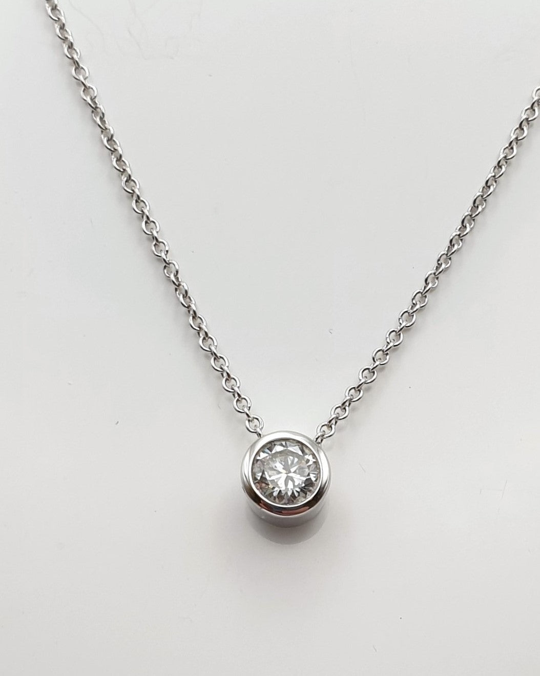 0.25 carat Lab Grown Diamond White Gold Bezel Necklace Jubilee Jewellers