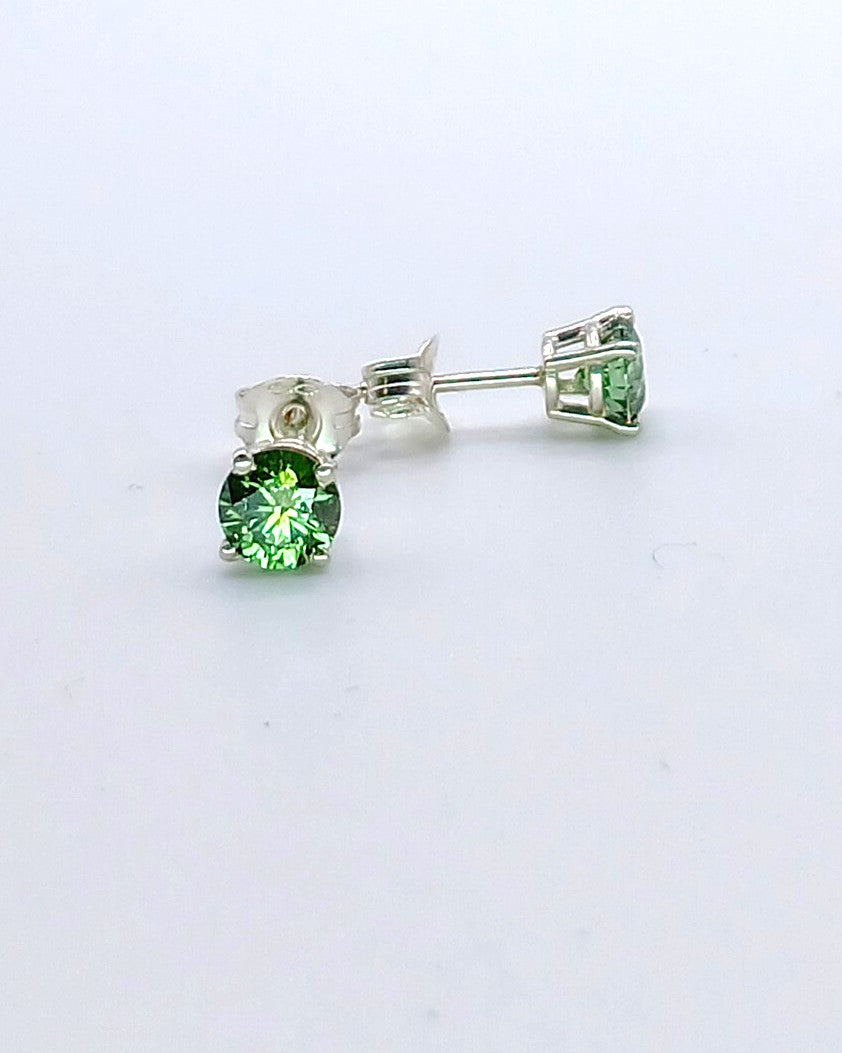 0.89ct fancy vivid green lab-grown diamond studs - sterling silver earrings