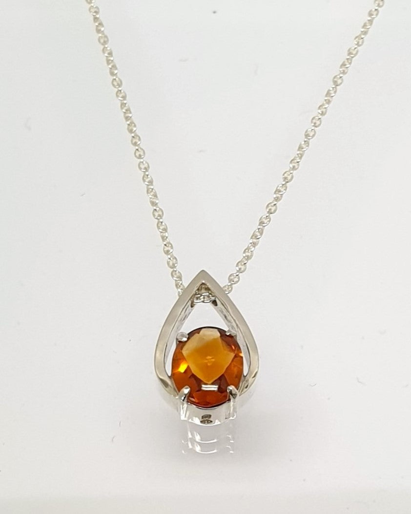 Earth-toned Citrine - silver necklace