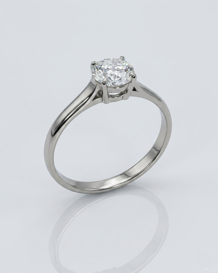 Gallery Solitaire Engagement Ring – Rounded Band