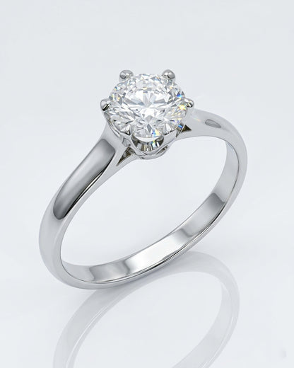 Crown Solitaire Engagement Ring – Rounded Band