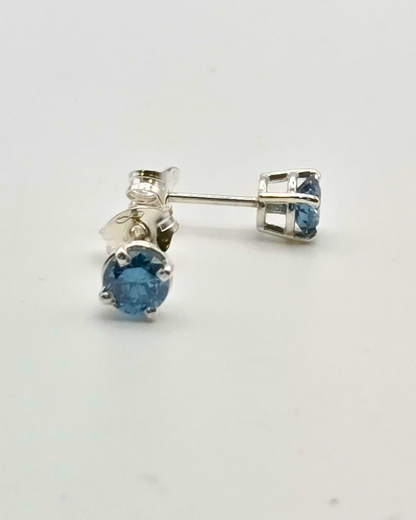 0.69ct fancy vivid blue lab-grown diamond studs - sterling silver earrings