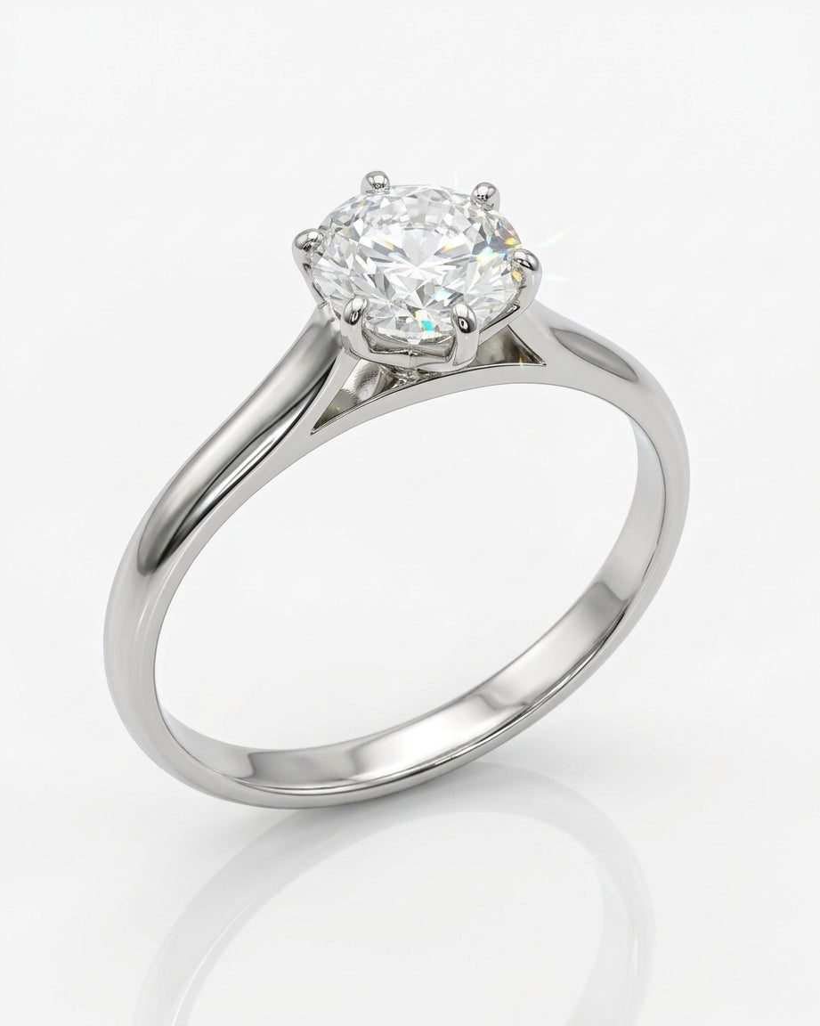 Tulip Solitaire Engagement Ring – Rounded Band