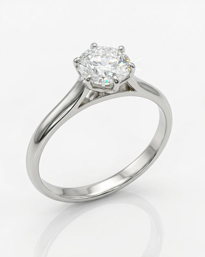Tulip Solitaire Engagement Ring – Rounded Band