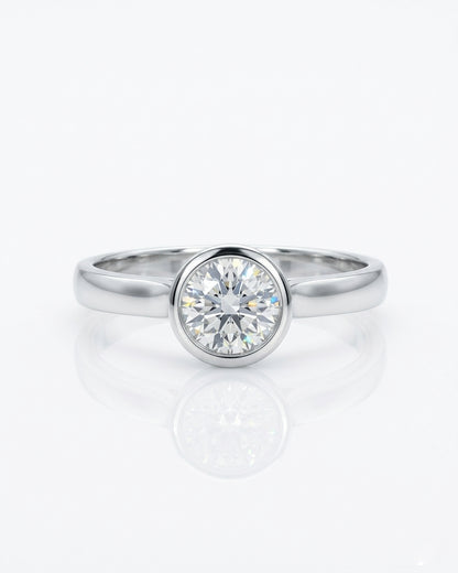 Bezel Solitaire Engagement Ring – Rounded Band