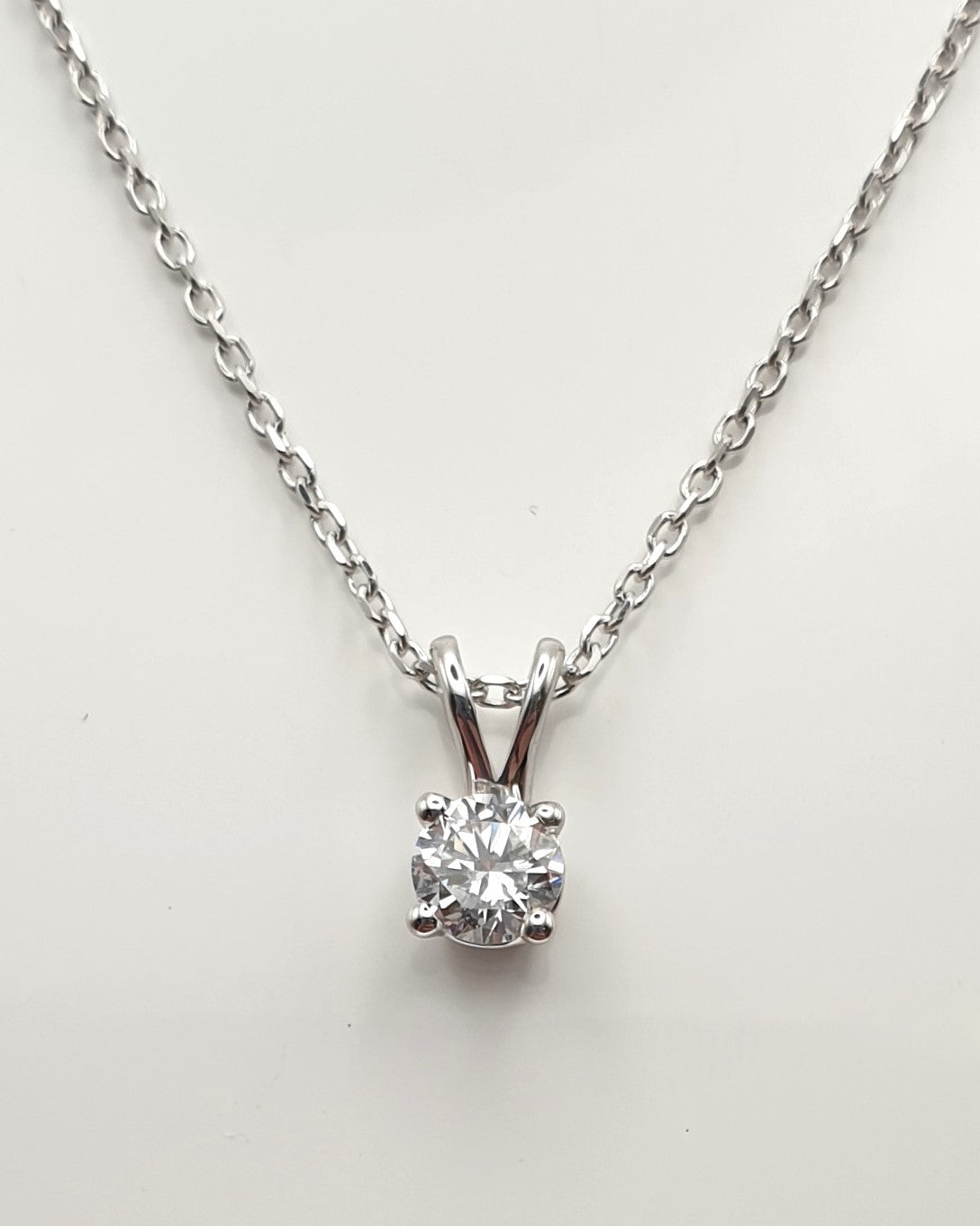 0.25 carat lab grown diamond claw setting - white gold necklace