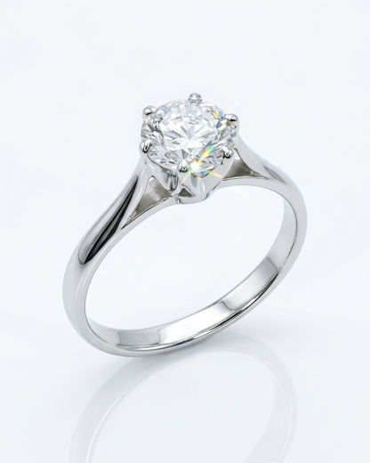 Crown Solitaire Engagement Ring – Pinched Band