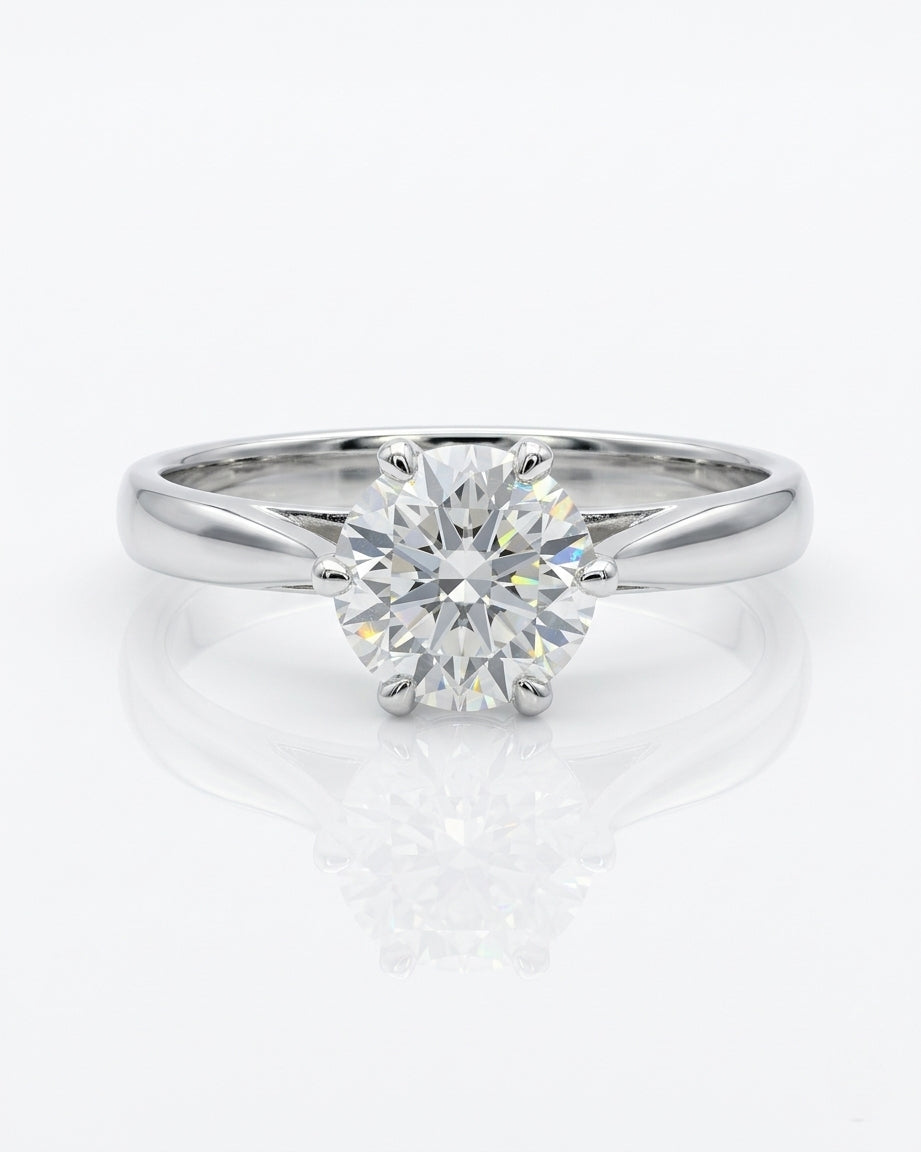 Crown Solitaire Engagement Ring – Pinched Band