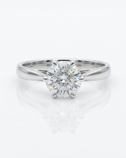 Crown Solitaire Engagement Ring – Pinched Band