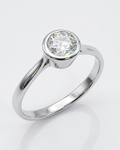 Bezel Solitaire Engagement Ring – Pinched Band