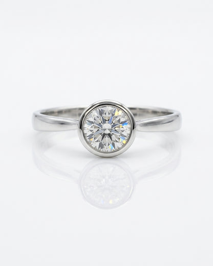 Bezel Solitaire Engagement Ring – Pinched Band