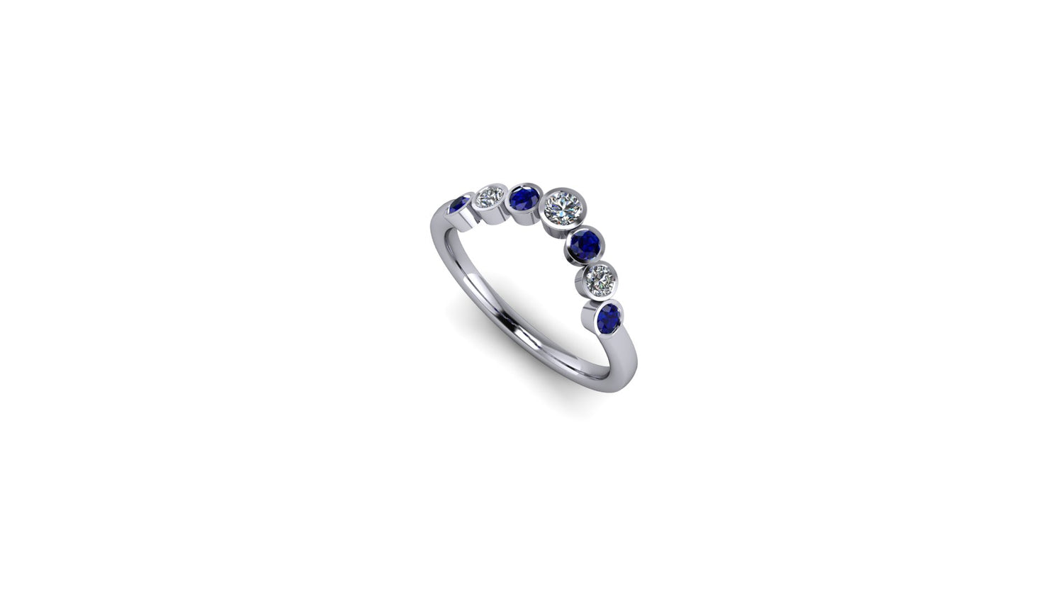 Diamond & sapphire ring in white gold