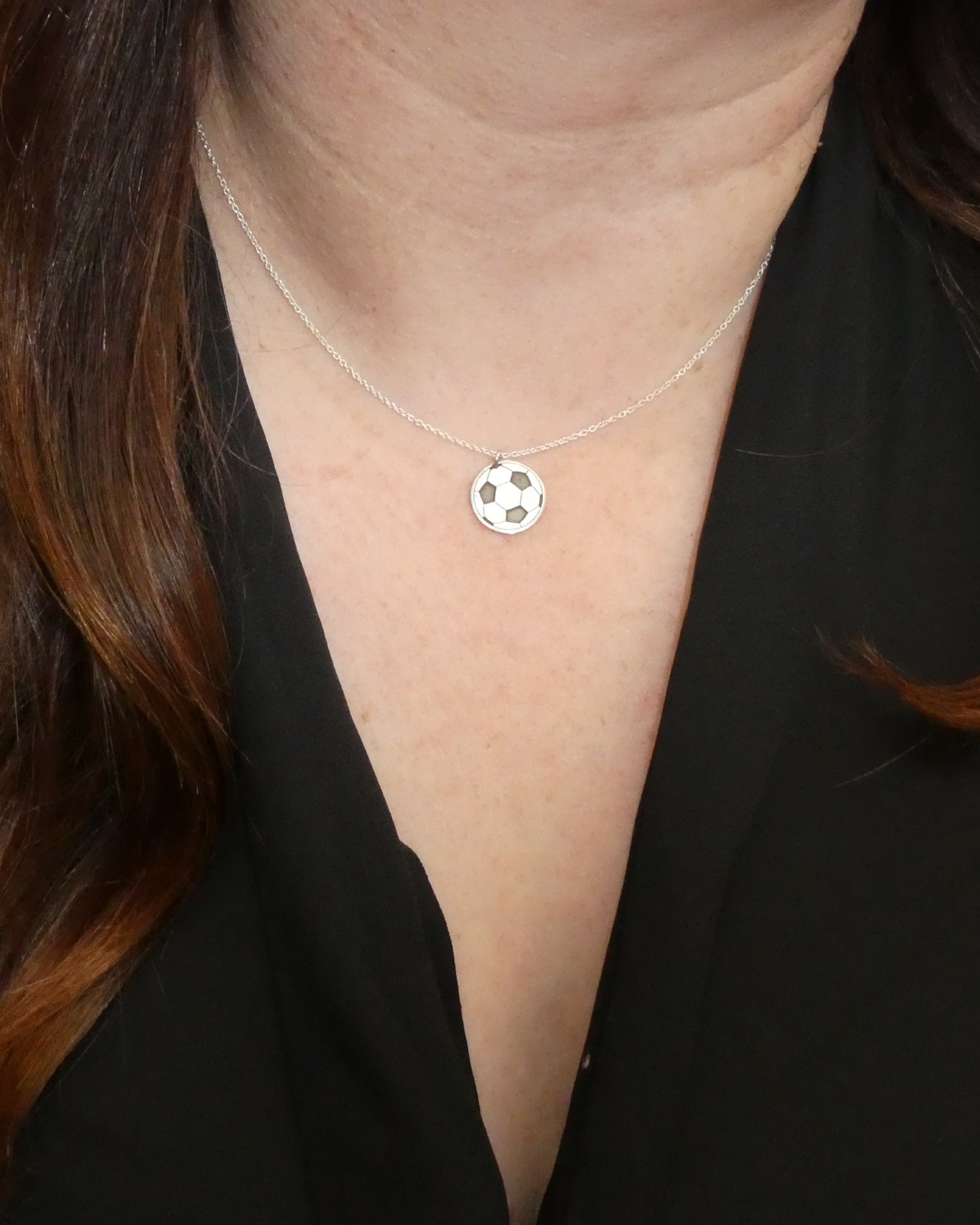 Soccer Ball - silver necklace